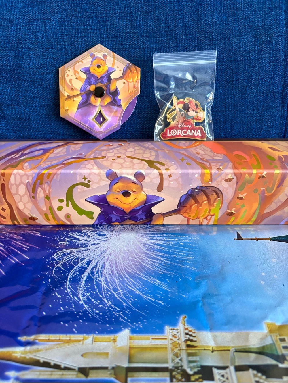 Disney D23 Exclusive Lorcana Winnie The Pooh Hunny Wizard Foil Playmat Mat & PIN